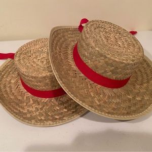 Set of Straw Gondolier Hats